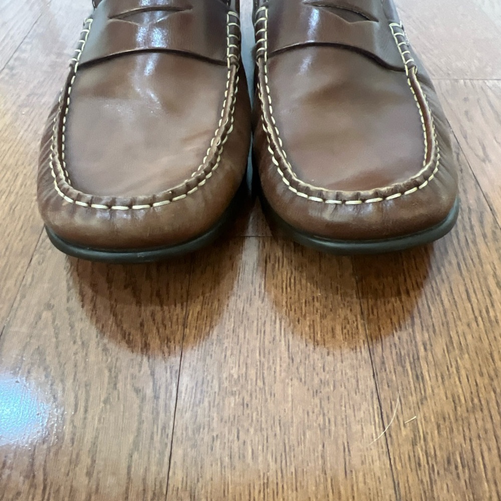 ECCO Mens Brown Leather Driving Penny Loafers Sz 44/10.5 Slip On Comfort Preppy - Picture 2 of 16